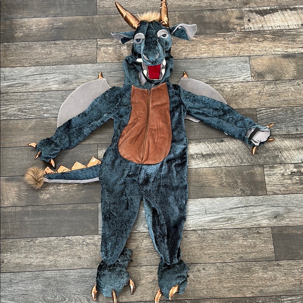 Dragon Kids Costume with Brown Chest - Plush Hooded Onesie